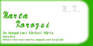 marta korozsi business card